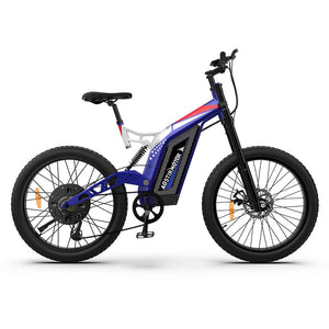 Aostirmotor S17-1500W High-Powered Electric Mountain Bike-Mountain-Aostirmotor Ebikes-Bike w/ Blue Swing Arm-Right Side View