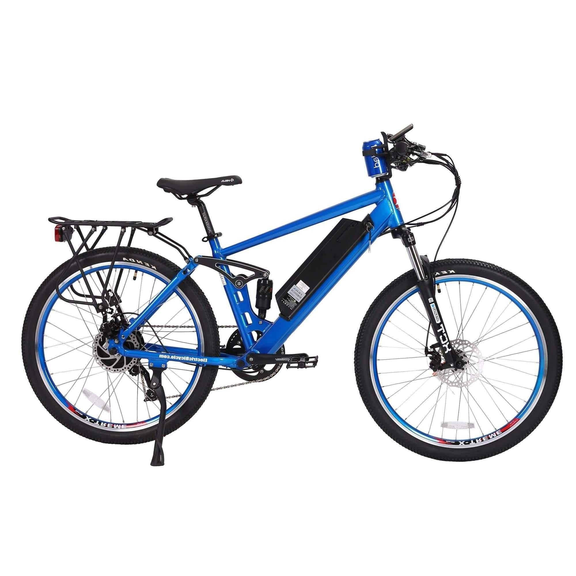X-Treme Rubicon 500W Full-Suspension Electric Mountain Bicycle-Mountain-X-Treme-Metallic Blue-Right Side View