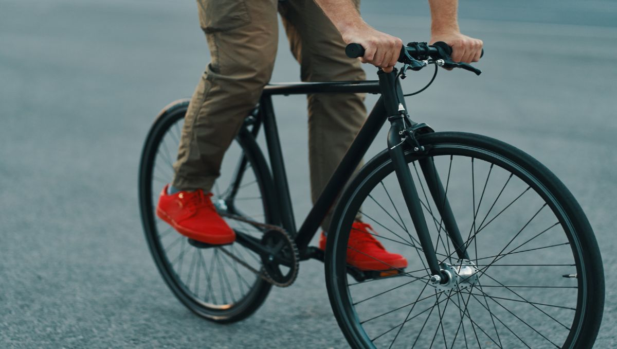 Man riding hybrid electric bike