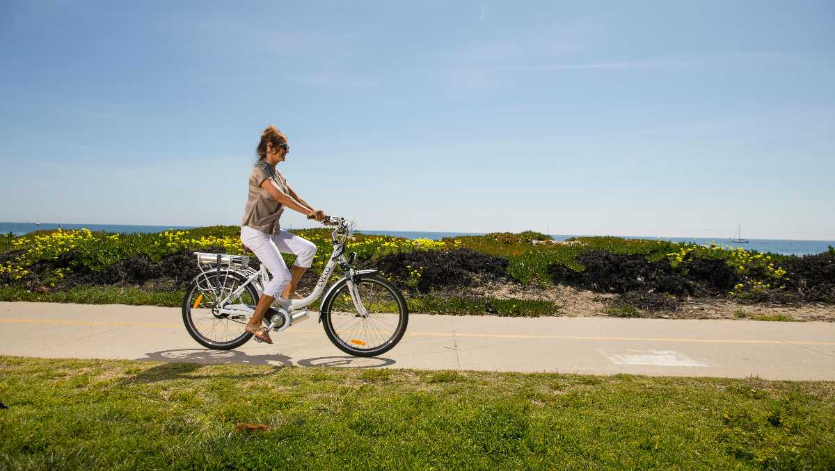 Girl riding long range electric bike