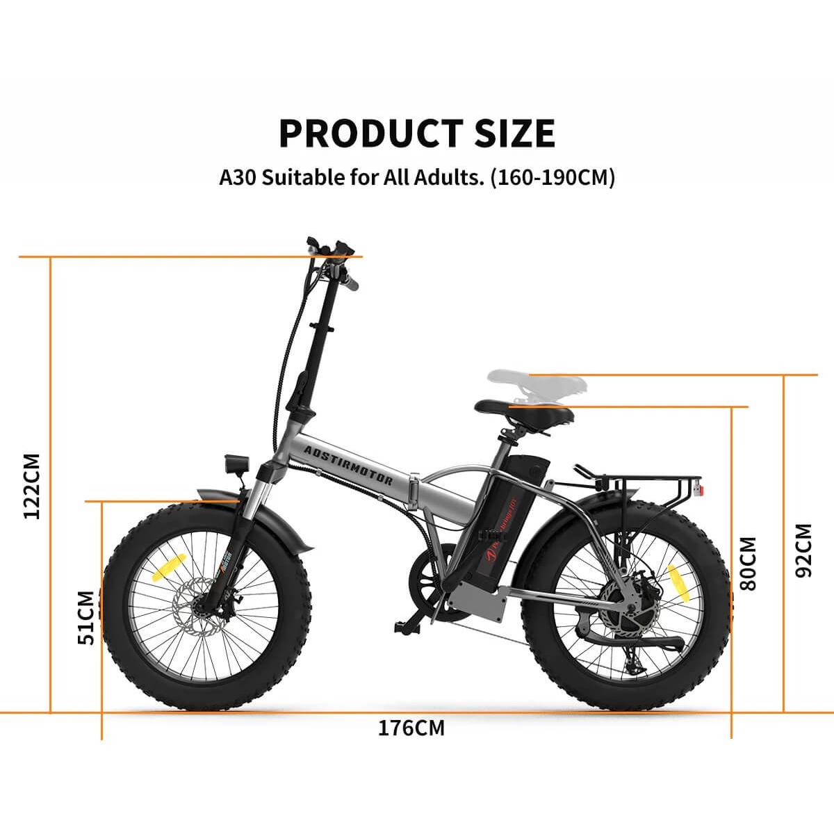 Aostirmotor A30 750W Fat Tire Folding Ebike w/ Twist Throttle
