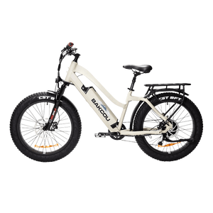 Bakcou-Flatlander-Step-Through-750W-Fat-Tire-Electric-Hunting-Bike-fat-Bakcou-eBikes-Matte-Desert-Tan-48V17_5Ah-Standard-Side View - Really Good Ebikes