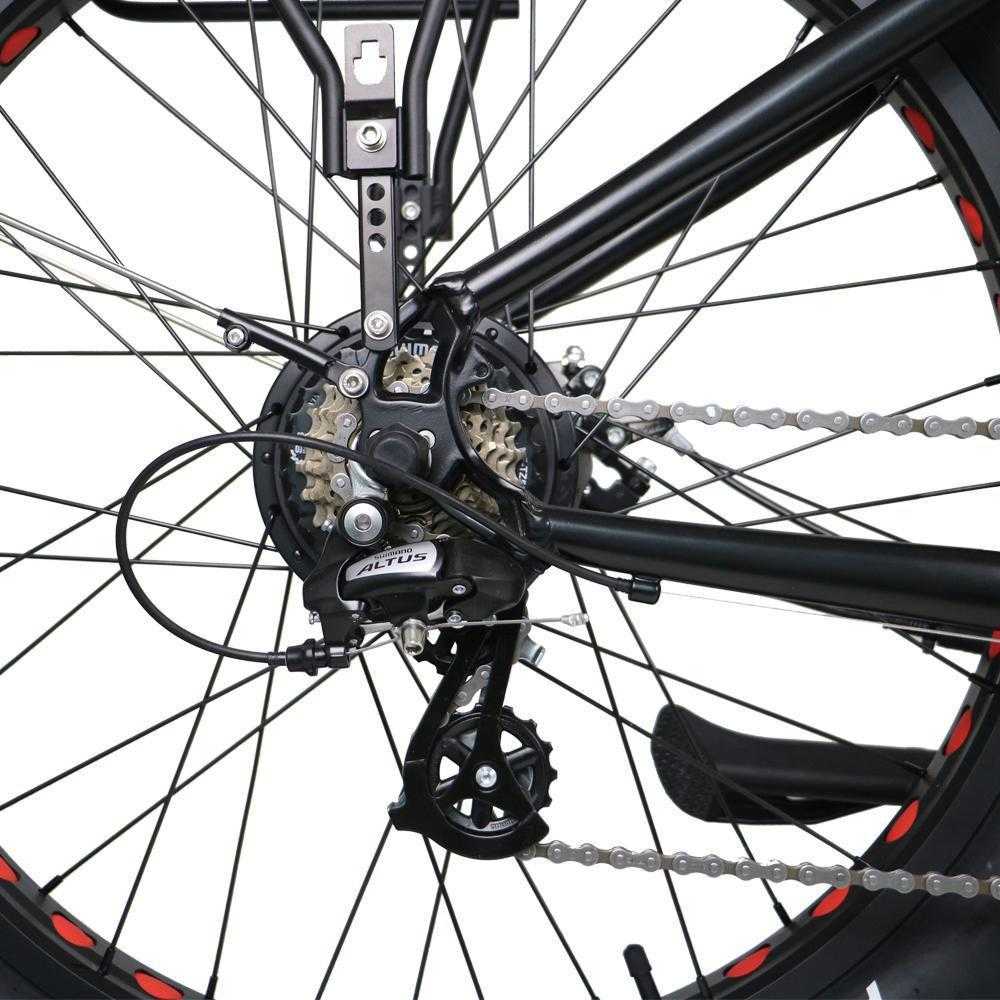Eunorau Fat-AWD Dual-Motor Fat Tire Electric Mountain Bike-Mountain-Eunorau-Right Side Closeup of Rear Hub