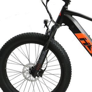 Eunorau Fat-HS Full Suspension Fat Tire Electric Mountain Bike-fat-Eunorau-Left Side Front Closeup of Bike