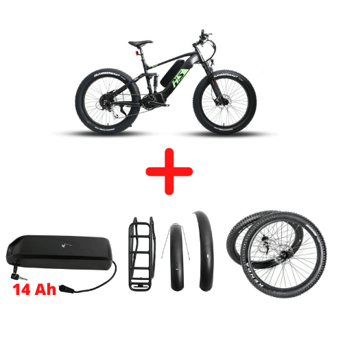 fat e bike fully Eunorau 1000W 17" Fat-HS All-Terrain Full Suspension Fat Tire Hunting Fishing Mountain Electric Bike