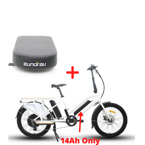 Eunorau Max Cargo 750W Electric Cargo Bike with Thumb Throttle by Eunorau - White, Increased Range 20Ah 440 Main Battery - Bike, 1 Extra Cushioned Seat - 49 - 49
