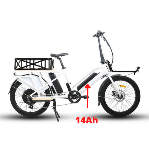 Eunorau Max Cargo 750W Electric Cargo Bike with Thumb Throttle by Eunorau - White Increased Range 20Ah 440 Main Battery Bike, 3PC Rack Basket Kit - $260 - 43