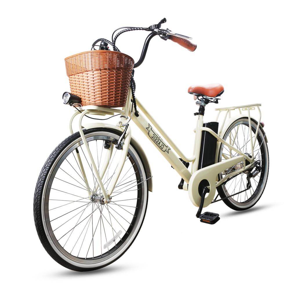 Nakto Classic Step-Thru Cruiser Electric Bike-Step-Through-Nakto-Left Side Front Oblique View