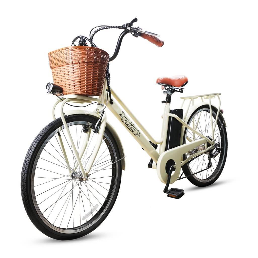 Nakto Classic Step-Thru Cruiser Electric Bike-Step-Through-Nakto-Left Side Front Oblique View