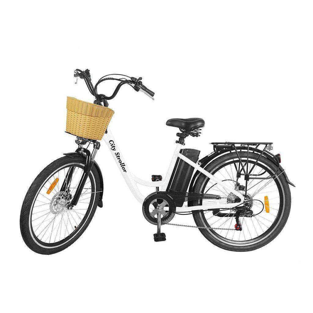 Nakto City Stroller Step-Thru Electric Bike-Step-Through-Nakto-White-Left Side View w/ Basket