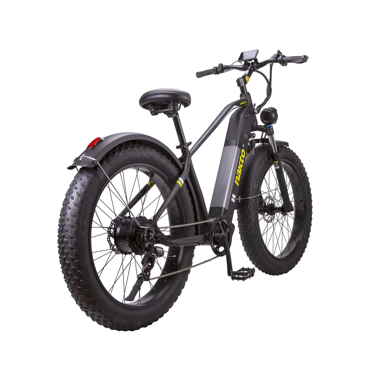 nakto fat tire electric bicycle Mini Cruiser Bike Renewable Outdoors 5 hours to fully charge Pedal assist speeds from level 1 to level 5 to provide smoother assistance Max loading capacity of 400 lbs Perfect entry Nakto Discovery Fat Tire Electric