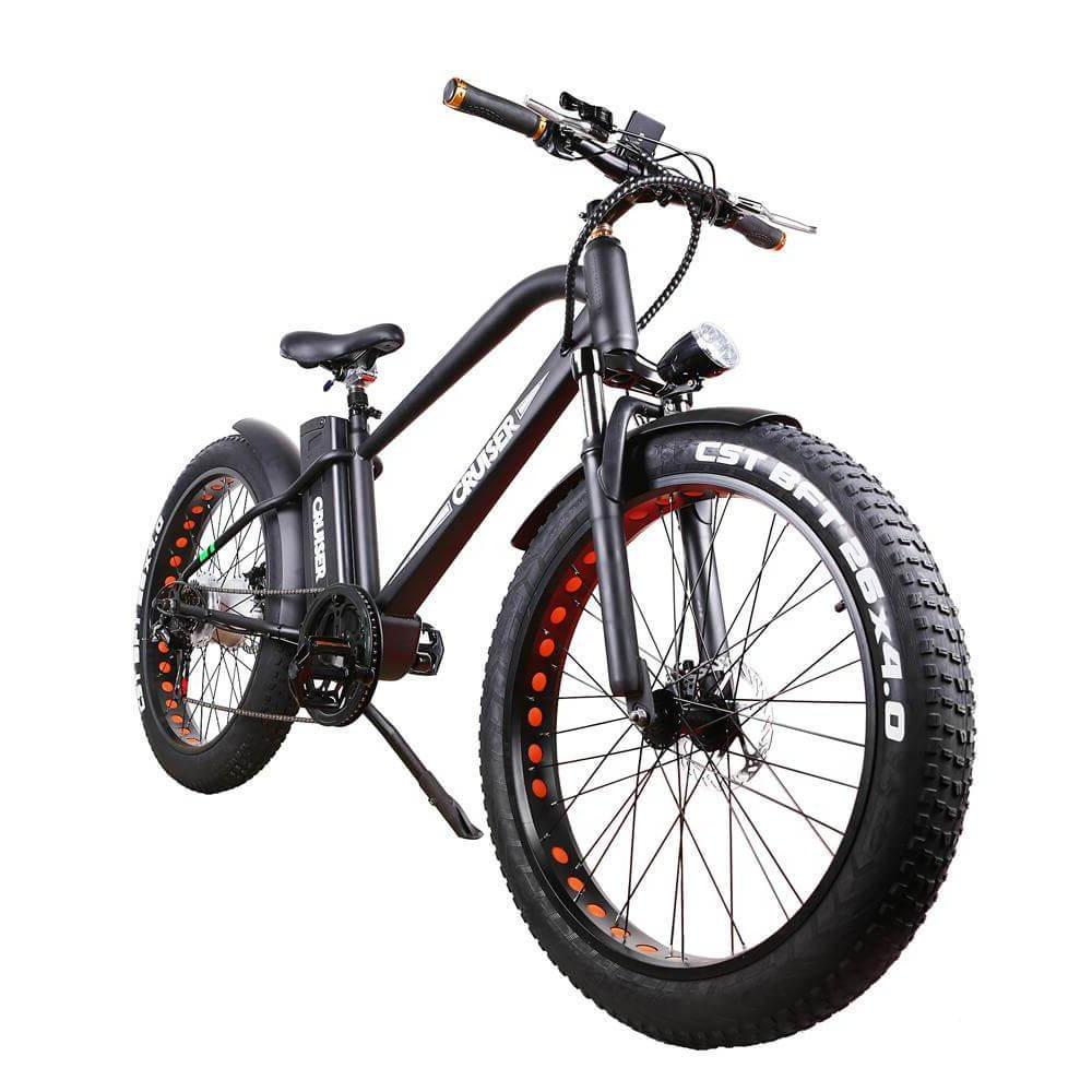 Nakto Fat Tire Super Cruiser Electric Mountain Bike-fat-Nakto-Right Side Front Oblique View 