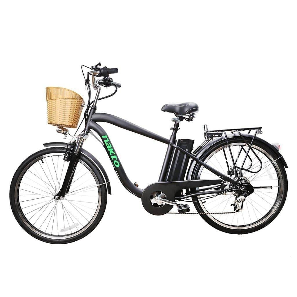 Nakto Men's Camel Cruiser Electric Bike w/ PAS Twist Throttle