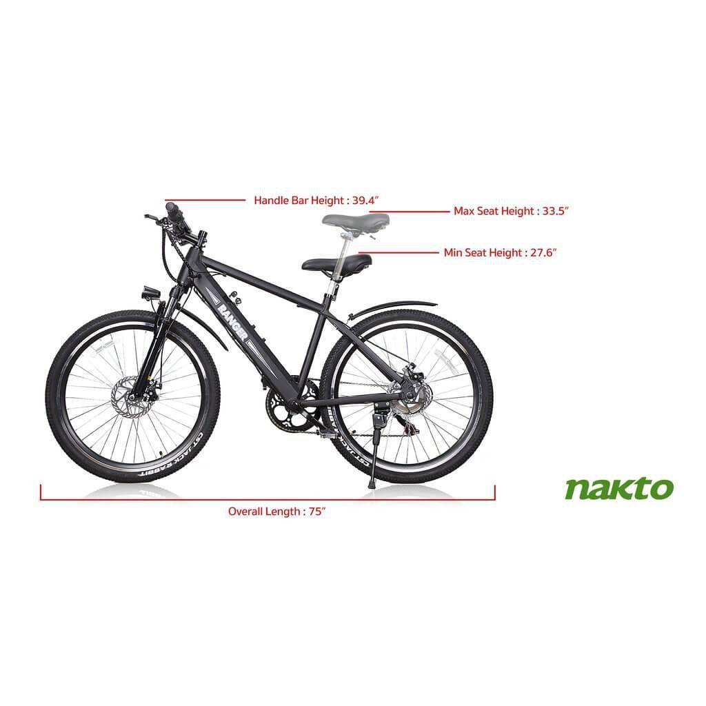 Nakto Ranger Electric Mountain Bike-Mountain-Nakto-Left Side View w/ Measurements