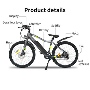 Aostirmotor Ebikes S03 City Commuter Electric Bike-Commuter-Aostirmotor Ebikes-Left Side View w/ Illustration
