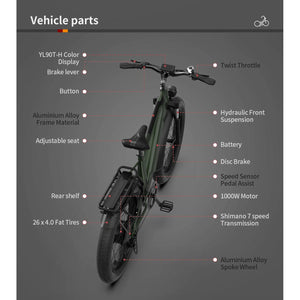 Aostirmotor-King-1000W-Fat-Tire-All-Terrain-Electric-Bike-fat-Aostirmotor-Ebikes-7- Vehicle - parts - View