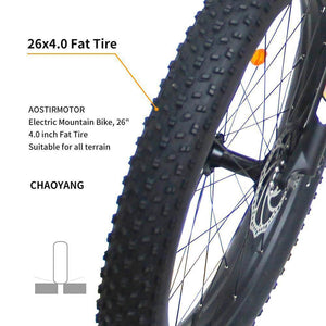Aostirmotor S07-2 Fat Tire Electric Mountain Bike-Mountain-Aostirmotor Ebikes-Bike Wheel w/ Details