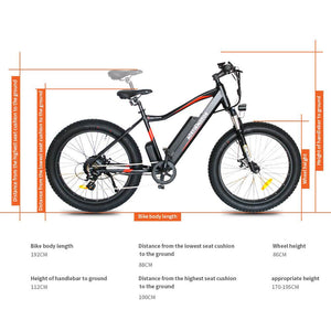 Aostirmotor S07-2 Fat Tire Electric Mountain Bike-Mountain-Aostirmotor Ebikes-Right Side View w/ Measurements