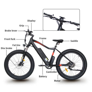 Aostirmotor S07-2 Fat Tire Electric Mountain Bike-Mountain-Aostirmotor Ebikes-Detailed Display of Bike Parts