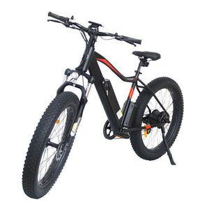 Aostirmotor S07-2 Fat Tire Electric Mountain Bike-Mountain-Aostirmotor Ebikes-S07-2 Black-Left Side Front Oblique View