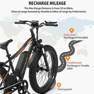 Aostirmotor S07-B Fat Tire Electric Mountain Bike-Mountain-Aostirmotor Ebikes-Range Illustration