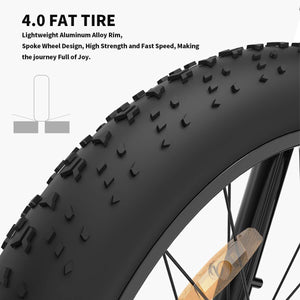 Aostirmotor S07-B Fat Tire Electric Mountain Bike-Mountain-Aostirmotor Ebikes-Wheel w/ Details