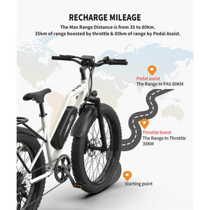 Aostirmotor-S07-G-750W-Fat-Tire-Electric-Bike-Affordable-Commuter-Commuter-Aostirmotor-Ebikes- Recharge Mileage View 