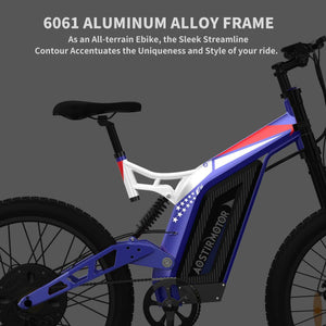 Aostirmotor S17-1500W High-Powered Electric Mountain Bike-Mountain-Aostirmotor Ebikes-Bike w/ Blue Swing Arm-View of Frame Style and Colors