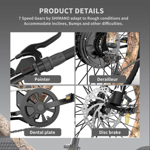Aostirmotor S18-1500W Full-Suspension Fat Tire Ebike-Mountain-Aostirmotor Ebikes-Bike Parts w/ Details