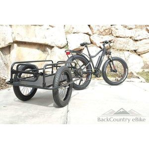 Bakcou eBikes Folding Cargo Trailer-Trailer-Bakcou Ebikes-Right Side Back Oblique View of Trailer w/ Bike