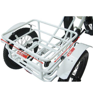 Eunorau 500W Fat Tire Folding Electric Trike-Trike-Eunorau-View and Measurements of Rear Basket