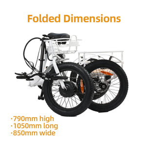 Eunorau 500W Fat Tire Folding Electric Trike with Twist Throttle Trike