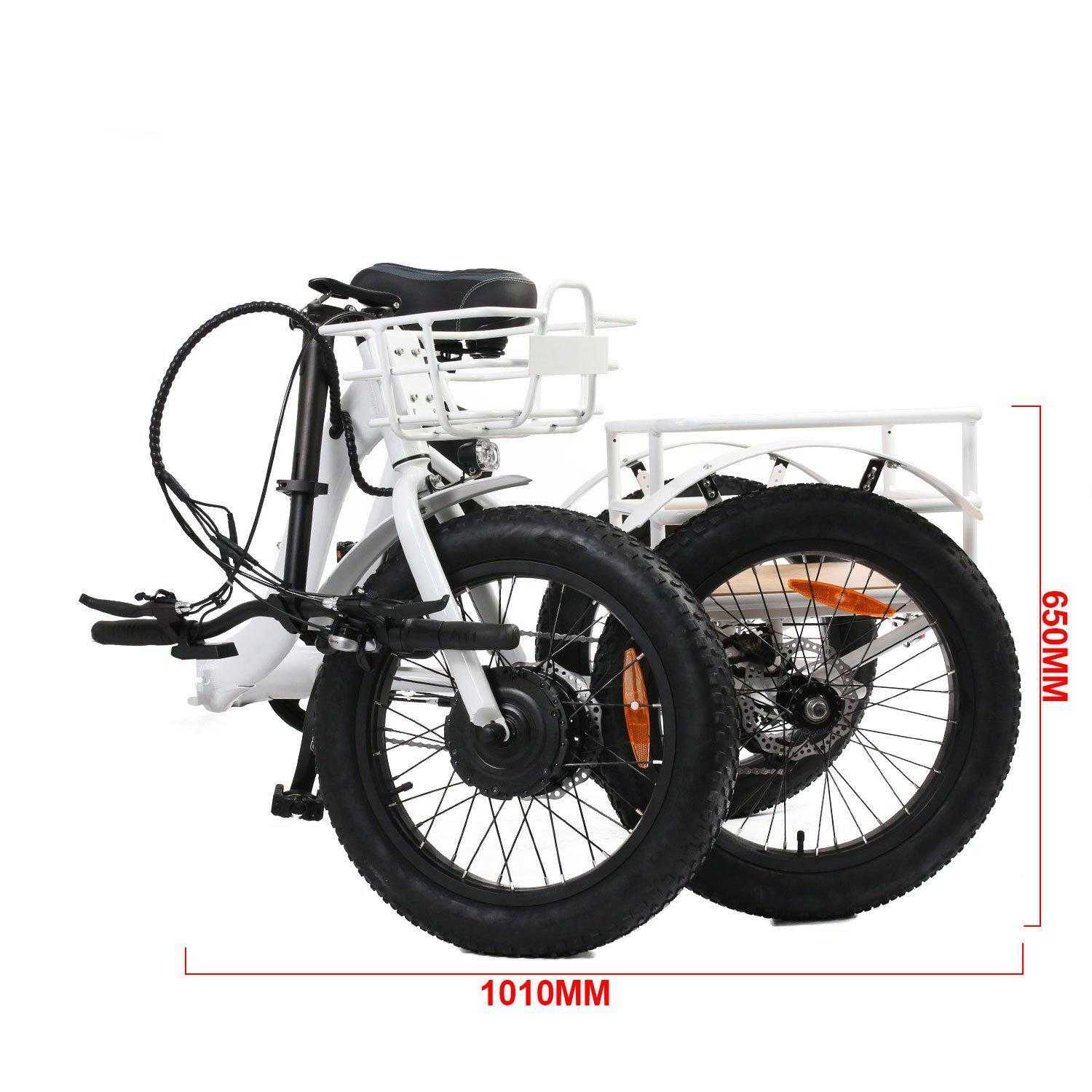 Eunorau 500W Fat Tire Folding Electric Trike w Twist Throttle Really Good Ebikes