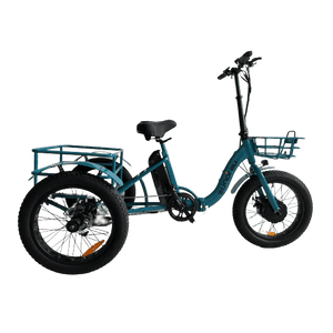 Eunorau 500W Fat Tire Folding Electric Trike with Twist Throttle Trike in Blue 13