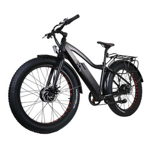 Eunorau Fat-AWD Dual-Motor Fat Tire Electric Mountain Bike-Mountain-Eunorau-Black-Left Side Front Oblique View