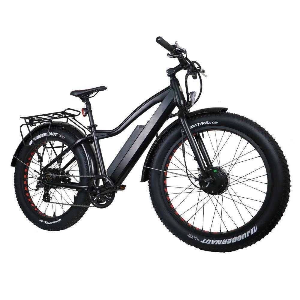 Eunorau Fat-AWD Dual-Motor Fat Tire Electric Mountain Bike-Mountain-Eunorau-26” Wheels-Black-Standard 48V/15.6Ah-Right Side View