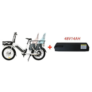 Eunorau Max-Cargo 750W Electric Cargo Bike-Cargo-Eunorau-Bike + Rack/Basket Kit + Extra 48V/14Ah Battery-Left Side View + 14Ah Extra Battery