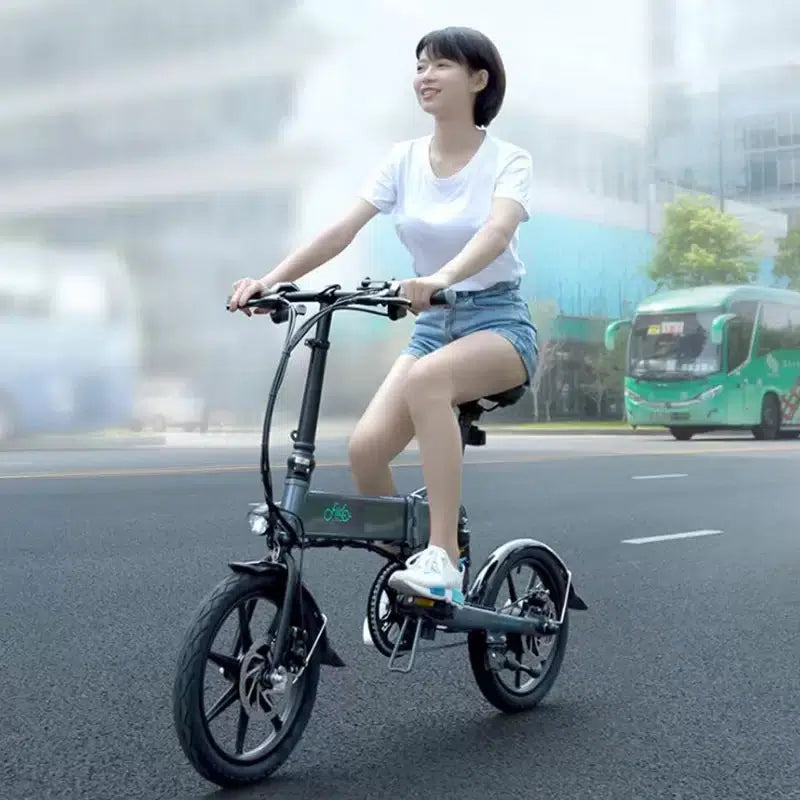 woman riding Fiido D2S 250W Folding Electric Bike