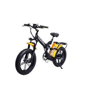 GreenBike Big Dog Off-Road 750W Fat Tire Electric Bike-fat-GreenBike Electric Motion-Black with Orange-Left Side Front Oblique View
