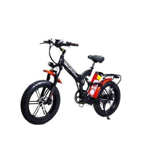 GreenBike Big Dog Off-Road 750W Fat Tire Electric Bike-fat-GreenBike Electric Motion-Black with Red and Silver-Left Side Front Oblique View