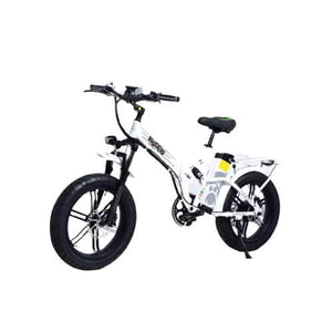 GreenBike Big Dog Off-Road 750W Fat Tire Electric Bike-fat-GreenBike Electric Motion-White with Silver-Left Side Front Oblique View