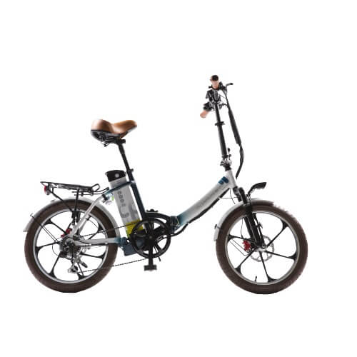 GreenBike City Premium Foldable Electric Bike-Folding-GreenBike Electric Motion-White with Blue-Right Side View