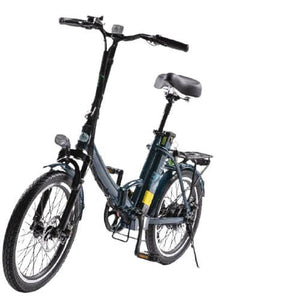 GreenBike Electric Motion Classic LS Folding eBike-Folding-GreenBike Electric Motion-Steel Blue-Left Side Front Oblique View