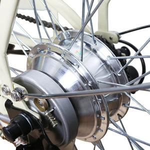 Nakto Classic Step-Thru Cruiser Electric Bike-Step-Through-Nakto-Closeup View of Rear Hub Motor