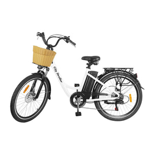 Nakto City Stroller Step-Thru Electric Bike-Step-Through-Nakto-White-Left Side View w/ Basket