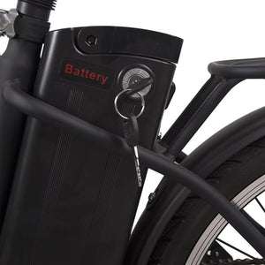 Nakto Fashion Folding Electric Bicycle-Folding-Nakto-Closeup View of Battery w/ Key
