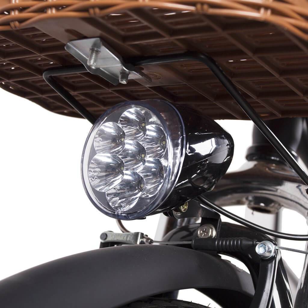 Nakto Men's Camel Cruiser Electric Bike-Cruiser-Nakto-Headlight Closeup