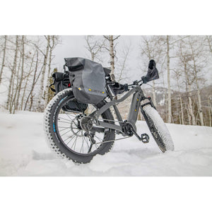Quietkat Pannier Bags-Bag-QuietKat-View of Bags on Bike outdoors in Snow