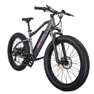 Revi Bikes Predator 500W Fat Tire Commuter eBike-fat-Revi Bikes-Grey-Right Side Front Oblique View
