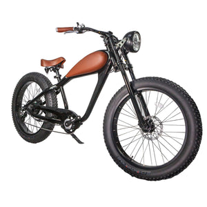 Revi (Civi) Bikes Cheetah Cafe Racer Electric Bike-Cruiser-Revi Bikes-Black-Right Side Front Oblique View